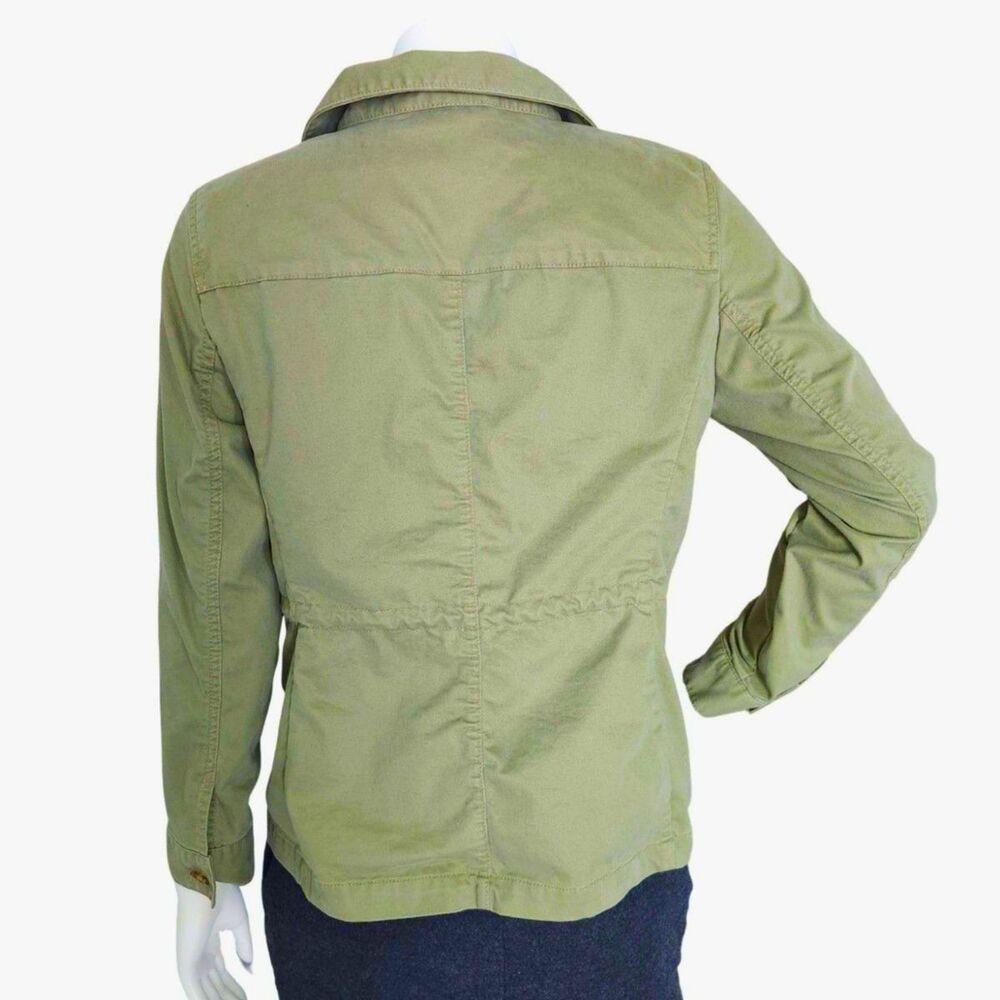 Talbots Petite Olive Green Utility Field Jacket Drawstring Waist - Picture 5 of 11